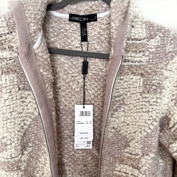$870 NWT | Marc Cain | N2 Long Cardigan Hooded Knit Fringe Zip Up Wool Alpaca 6 - Picture 15 of 17